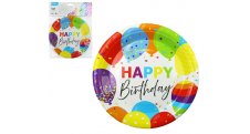 Papírový talíř Happy Birthday / 18cm / 6ks
