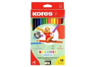 Pastelky Kores Kolores trojhranné / 12 barev / JUMBO