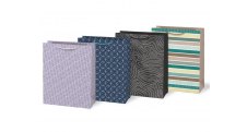 Taška dárková papírová - mix geometrické vzory / 26 x 32 x 13,8 cm