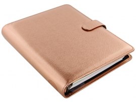 Filofax Saffiano Metalic A5 týdenní růžově zlatá