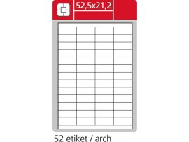 Print etikety A4 pro laserový a inkoustový tisk - 52,5 x 21,2 mm (52 etiket / arch ) / snímatelné