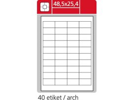 Print etikety A4 pro laserový a inkoustový tisk - 48,5 x 25,4 mm (40 etiket / arch ) / snímatelné