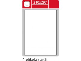 Print etikety A4 pro laserový a inkoustový tisk - 210 x 297 mm (1 etiketa / arch ) / lesklé