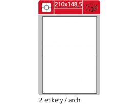 Print etikety A4 pro laserový a inkoustový tisk - 210 x 148,5 (2 etikety / arch ) / lesklé