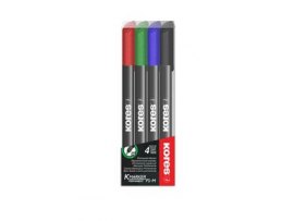 Popisovač Kores K-Marker Permanent - sada 4 ks / kulatý tenký hrot
