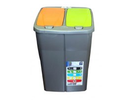 Odpadkový koš na tříděný odpad dvojitý - oranžovo - zelený / 45 l Odpadkový koš na tříděný odpad dvojitý - oranžovo - zelený / 45 l