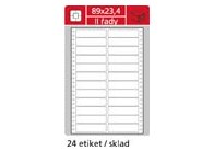 Tabelační etikety s vodící drážkou - 89 x 23,4 mm dvouřadé 12000 etiket / 500 skladů Tabelační etikety s vodící drážkou - 89 x 23,4 mm dvouřadé 12000 etiket / 500 skladů