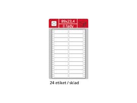 Tabelační etikety s vodící drážkou - 89 x 23,4 mm dvouřadé 12000 etiket / 500 skladů