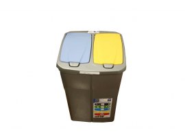 Odpadkový koš na tříděný odpad dvojitý - modro - žlutý / 45 l