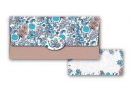 Obálka na peníze pro dámy / modro-hnědá s kvety