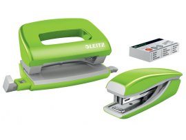 Leitz WOW Set mini sešívačka + mini děrovačka zelená