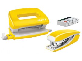 Leitz WOW Set mini sešívačka + mini děrovačka žlutá