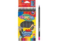 Pastelky Colorino trojhranné černé dřevo / 12 barev + ořezávátko Pastelky Colorino trojhranné černé dřevo / 12 barev + ořezávátko