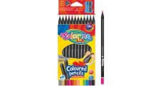 Pastelky Colorino trojhranné černé dřevo / 12 barev + ořezávátko