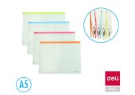 Spisové desky DELI Fashion na zip - A5 / barevný mix Spisové desky DELI Fashion na zip - A5 / barevný mix