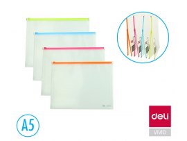 Spisové desky DELI Fashion na zip - A5 / barevný mix Spisové desky DELI Fashion na zip - A5 / barevný mix