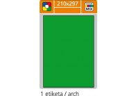 Print etikety A4 pro laserový a inkoustový tisk - 210 x 297 mm (1 etiketa/ arch) zelená Print etikety A4 pro laserový a inkoustový tisk - 210 x 297 mm (1 etiketa/ arch) zelená