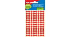 Samolepicí kolečka APLI barevná - prům. 8 mm / 288 etiket / červená