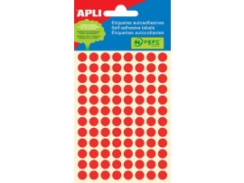 Samolepicí kolečka APLI barevná - prům. 8 mm / 288 etiket / červená