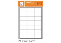 Print etikety A4 pro laserový a inkoustový tisk - 70 x 42,3 mm (21 etiket / arch) Print etikety A4 pro laserový a inkoustový tisk - 70 x 42,3 mm (21 etiket / arch)