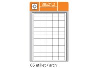 Print etikety A4 pro laserový a inkoustový tisk - 38 mm x 21,2 mm (65 etiket / arch) Print etikety A4 pro laserový a inkoustový tisk - 38 mm x 21,2 mm (65 etiket / arch)