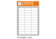 Print etikety A4 pro laserový a inkoustový tisk - 70 x 25,4 mm (33 etiket / arch) Print etikety A4 pro laserový a inkoustový tisk - 70 x 25,4 mm (33 etiket / arch)