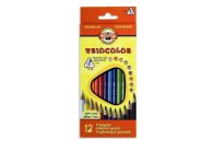 Pastelky Koh-i-noor Triocolor slabé / trojhranné / 12ks Pastelky Koh-i-noor Triocolor slabé / trojhranné / 12ks